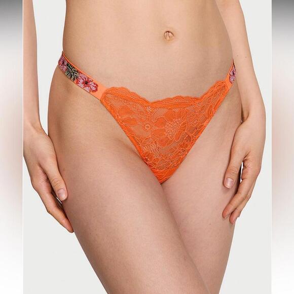 Victoria’s Secret Hibiscus Shine Strap Lace Thong Panty - Picture 1 of 7